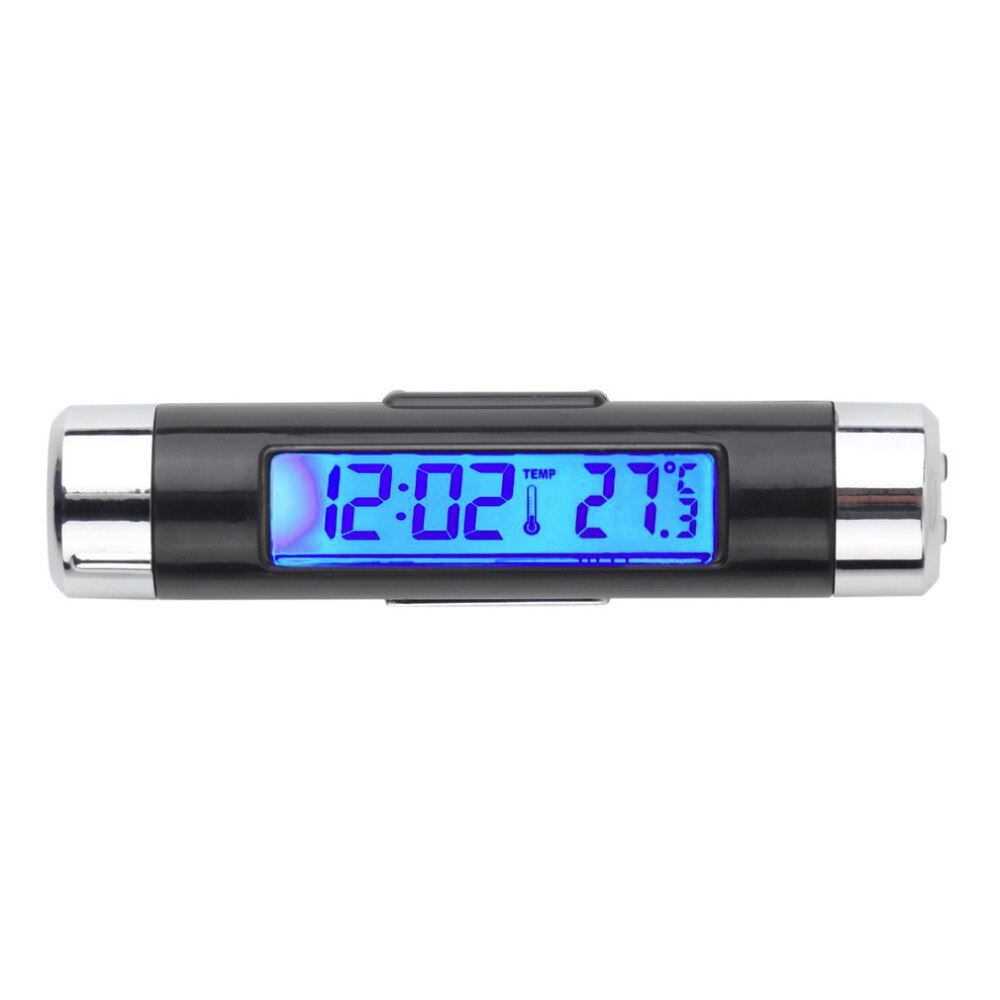 1 Pcs Blue Back Light Auto Thermometer Klok Lcd Clip-On Digitale Lichtgevende Backlight Automobiel Auto Klok Kalender