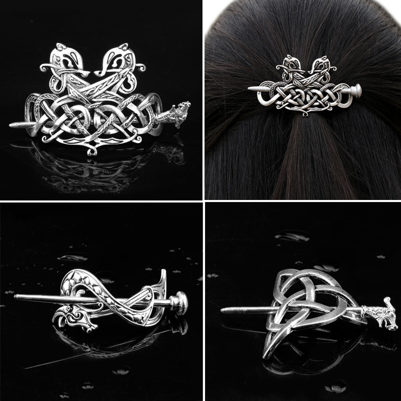 Viking Celtics Knopen Runen Draken Haarspeld Vintage Metalen Haar Stok Slide Haar Clip Vrouwen Haar Sieraden Accessoires