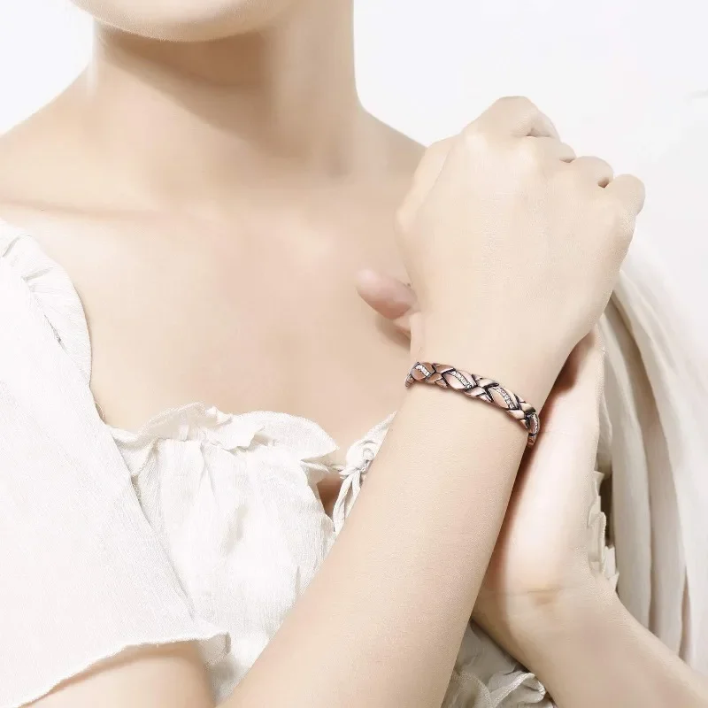 Magnetic Therapy Arthritis Pain Relief Bracelets for Women Magnetic Steel Titanium Health Bracelet with Crystal Jewelry