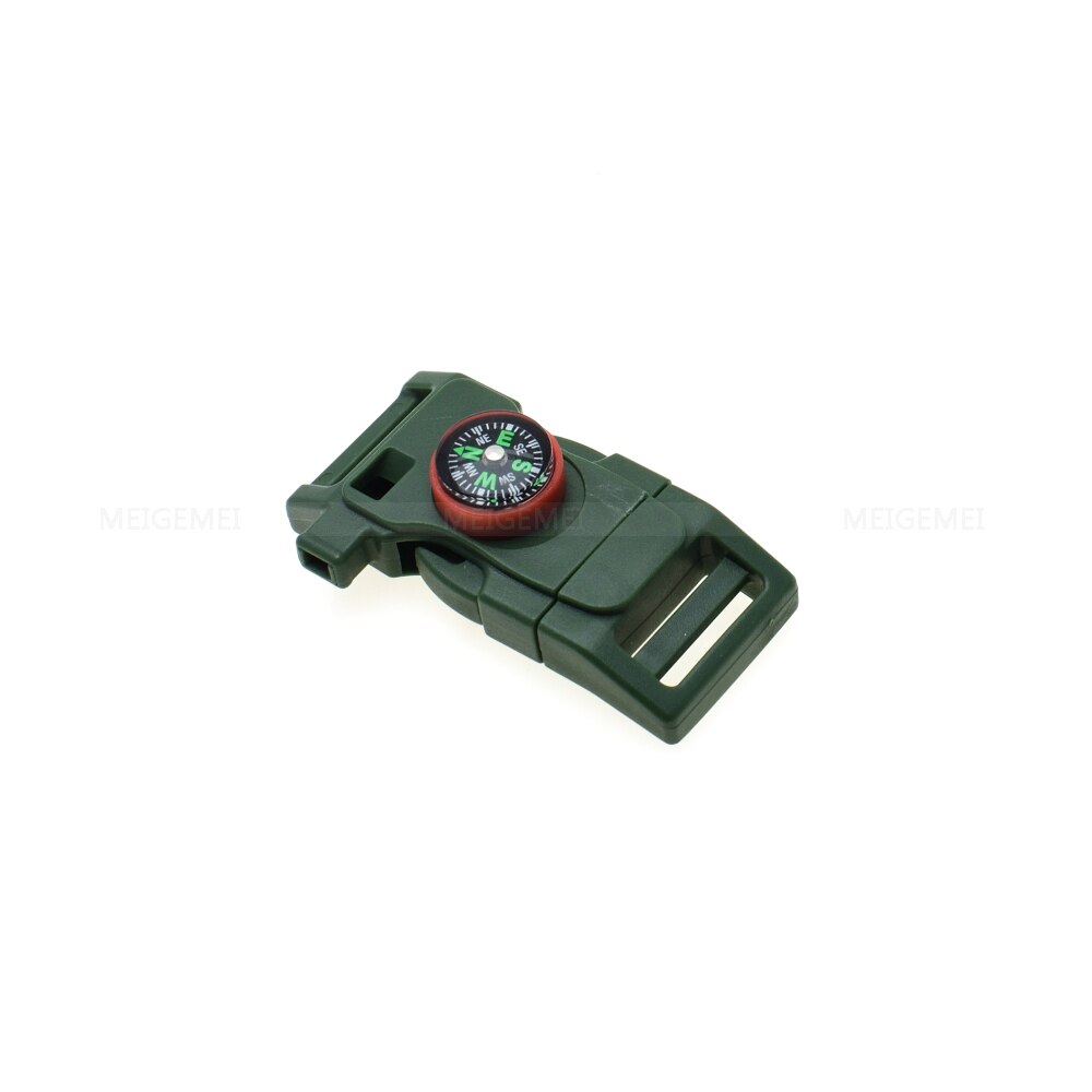 1pcs 3/4" Side Release Buckle Whistle Compass Scraper Parachute 550 Cord Paracord Bracelet Outdoor Camp Backpack Survival Kits: Military Green