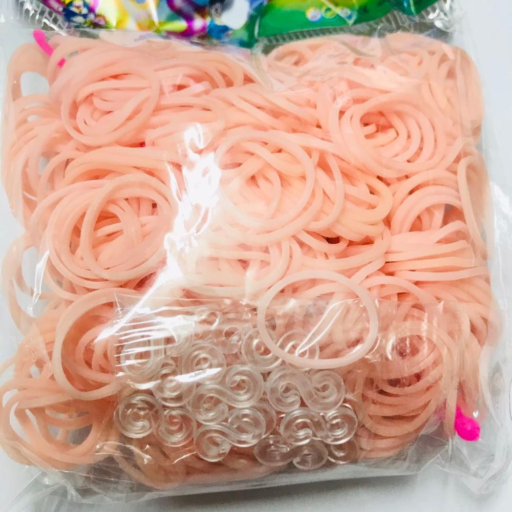 Bandas de goma rosas, repuesto DIY 600, bandas elásticas de 25 S Clips 1 gancho para niños, juguete de creación hecho a mano: Default Title