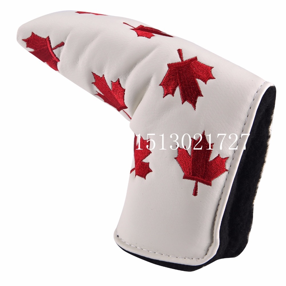 1pc golf canada flag rød ahorn blad putter dække headcover golf head covers til golf blade club head
