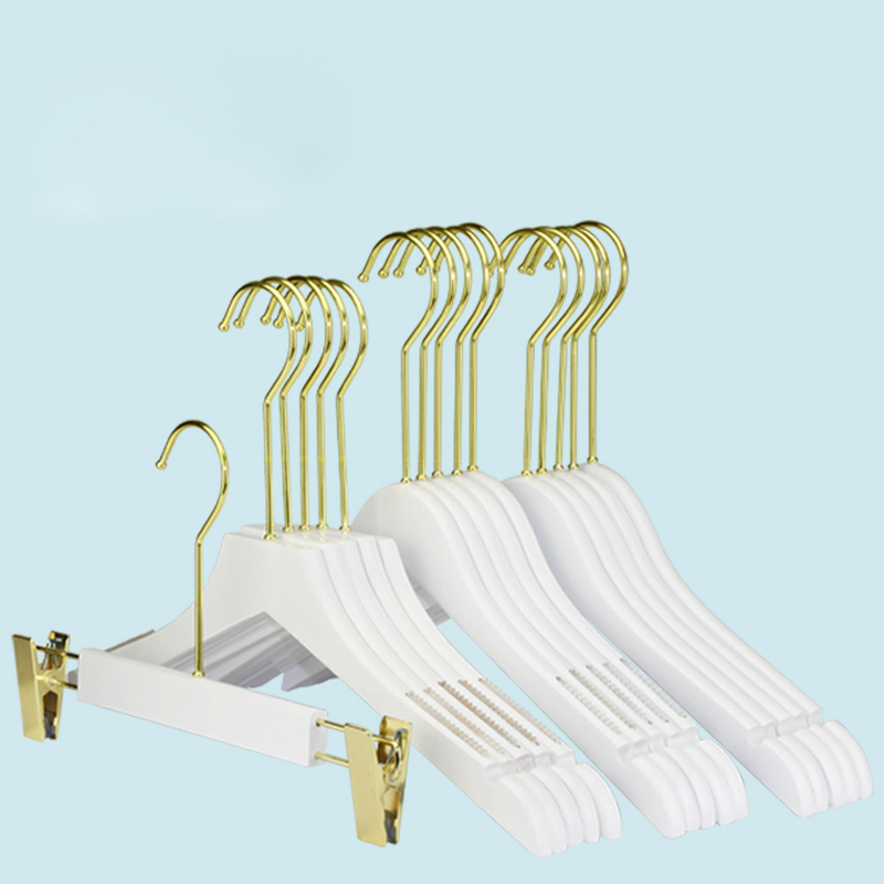 10 stks/partij Houten Hanger Wit Kledingrek Hout Hangers Voor Kleding (30 stks Kan LOGO)