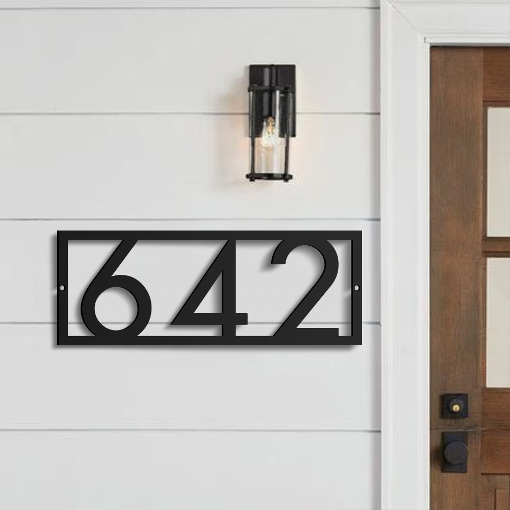 Custom Modern Floating House Number Plaque 5MM Acrylic Door Sign Letters Number Address Sign Plate Outdoor DoorPlaque Dropshipp: Khaki / 7.5cm