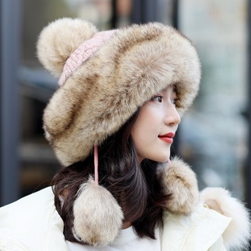 Xdanqinx Winter Vrouwen Hoed Elegante Dames Gebreide Muts Warme Dikke Bomber Hoeden Voor Vrouwen Anti-Koude Hoed Winter Ski Cap