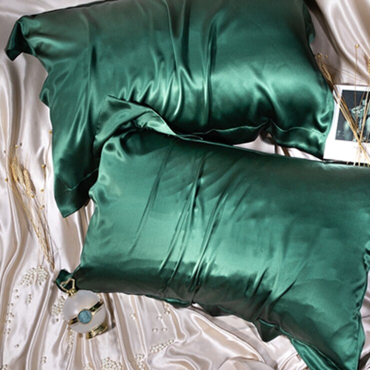 Zijde Kussensloop Queen King Size Voor Hotel Thuis Zachte Gezonde Kussen Kussensloop Zijden Kussensloop Zijden Kussensloop: Dark green / 48x74mm 1pcs