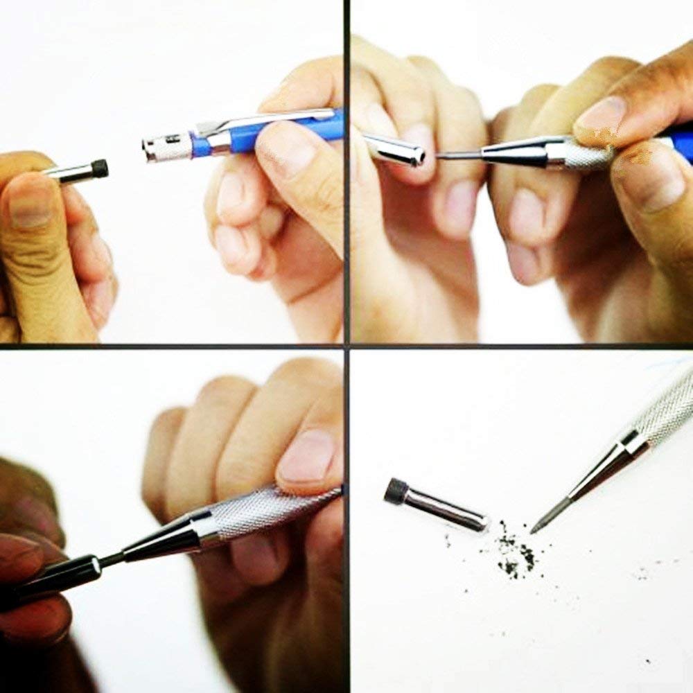 2MM 2B Lead Holder Automatic Mechanical Drafting W/Sharpener Head+12PCs Leads For Student Drawing Sketch Write Art Supplies