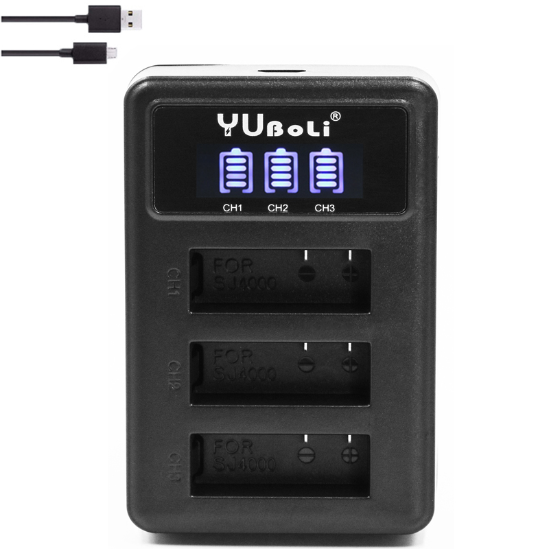 original SJCAM sj4000 battery sj5000 sj6000 battery + USB 3lots battery charger for SJCAM sj 4000 5000 6000 SJ M10 camera: charger