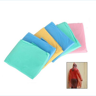 Hood Poncho Camping Plastic Regenjas Wegwerp Adult Emergency Waterdichte Regenjas Voor Vrouwen Mannen Willekeurige Kleur 116Cm