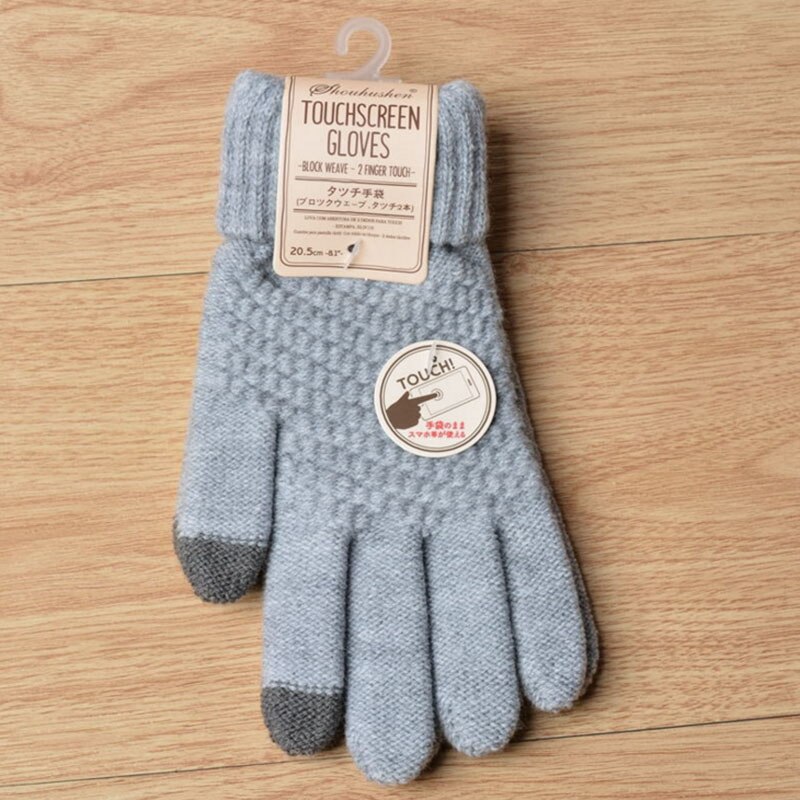 Adult woman Men Touch Screen Gloves and child Kids Boy girl Knit Gloves Winter Warm Full finger Gloves ST8: gray