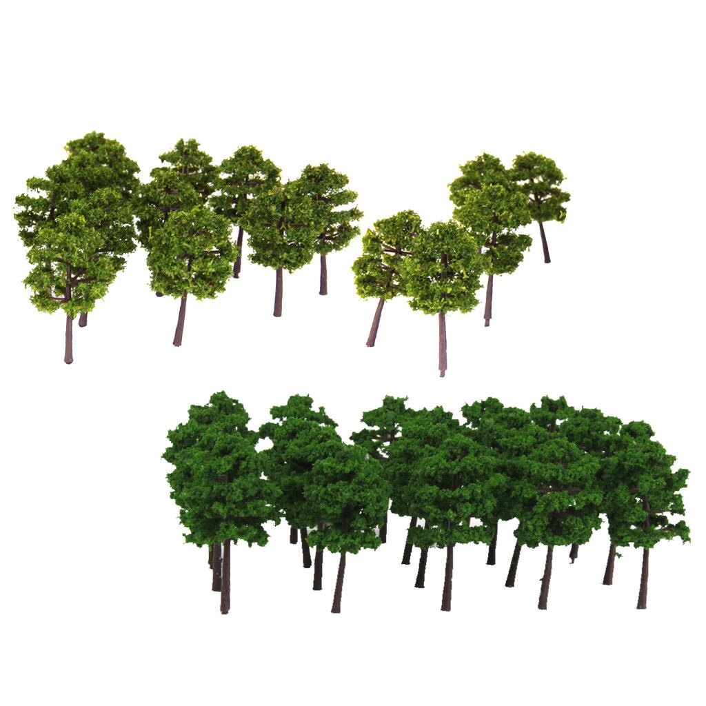 80 Pieces Model Railway Scenery Tree Buildings Model Accessory 1:250 Z Scale