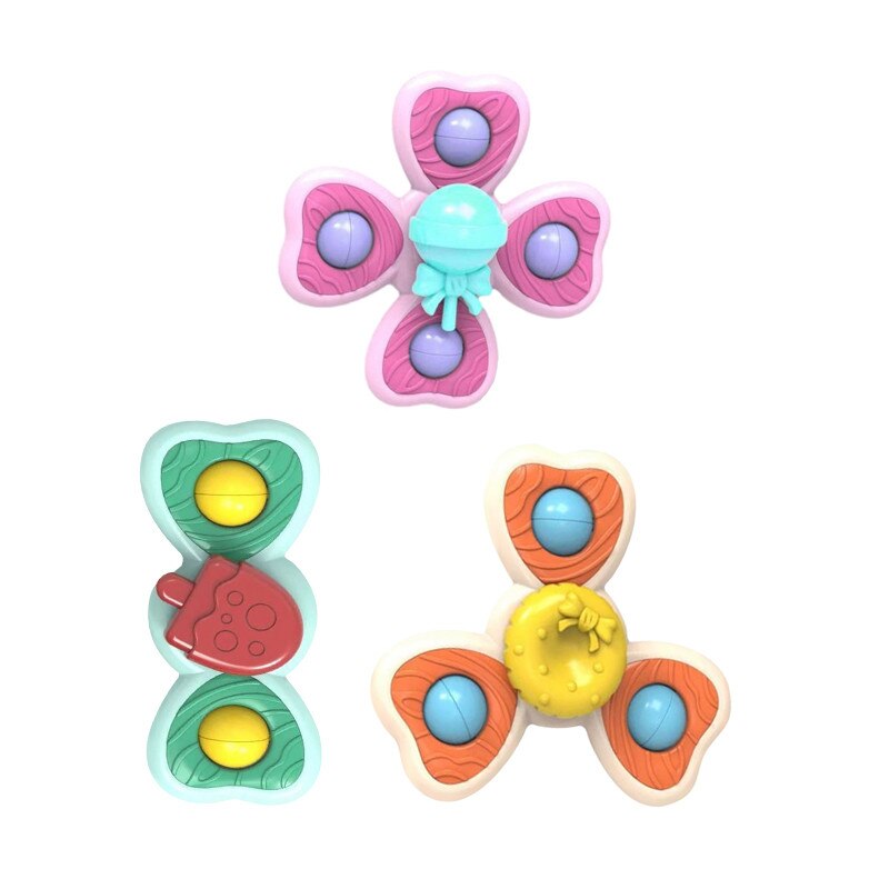 3Pcs Spinner Roterende Speelgoed Ijs Cartoon Fidget Roterende Zuig Speelgoed Zuignap Roterende Decompressie Bad Speelgoed Juguetes