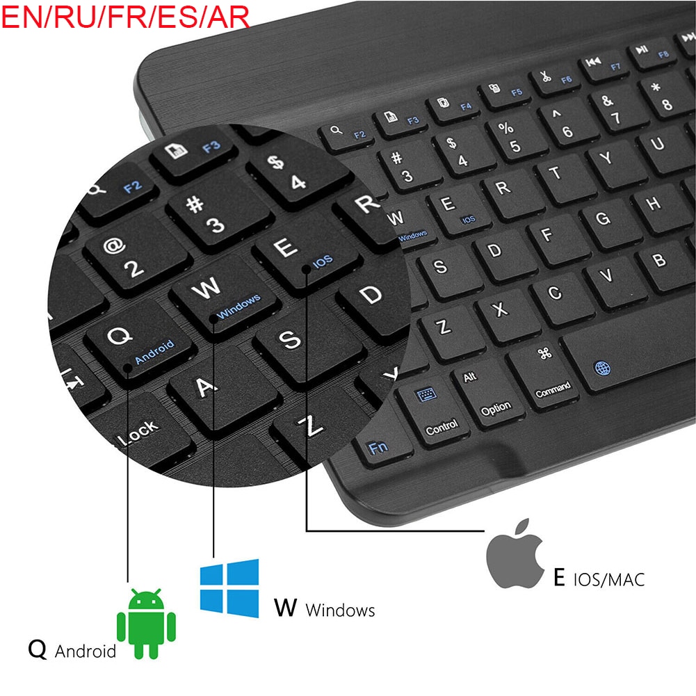 Wireless Bluetooth Keyboard For ipad Phone Tablet Russian Spainish French Arabian Recharger Keyboard For Android ios Windows