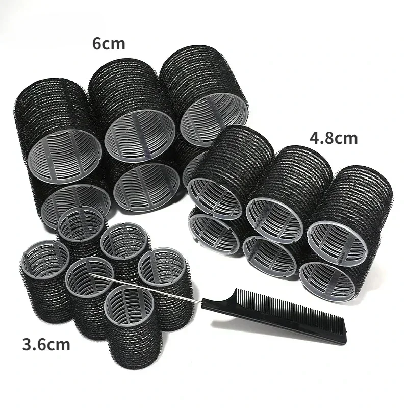 28pcs/Set Hair Rollers Set 18pcs Plastic Self Grip Hair Curlers 3 Sizes Hair Roller 10pcs Metal Clips DIY Hairdressing Tools: green
