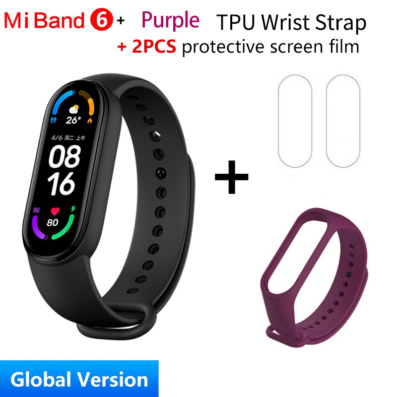 Xiaomi Mi Band 6 – Bracelet Connecté Noir, Suivi D'activité, Fréquence Cardiaque, Neuf Sous Blister