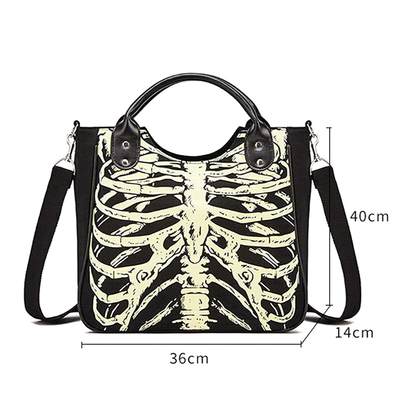 Diinovivo Rock Goth Håndtaske Dame Canvas Læderprint - WHDV0244