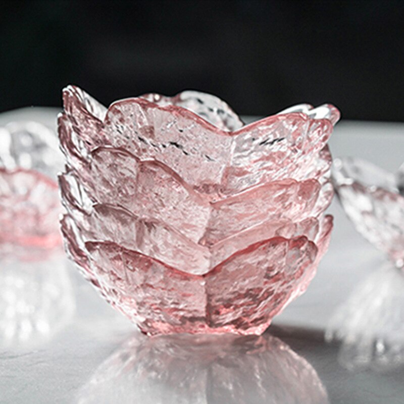Japonais marteau modèle verre cerise fleur plat rose ménage assaisonnement dip assiette soja sauce bol vaisselle ensemble