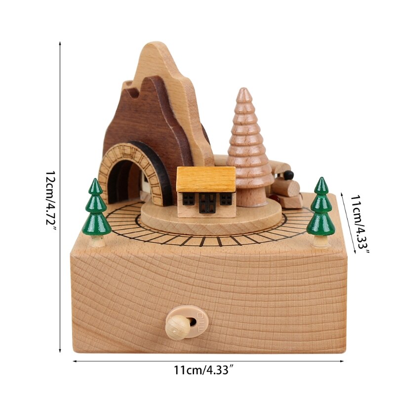 Advanced Wooden Craft Music Box-Train Passing the Cave-Birthday G88E