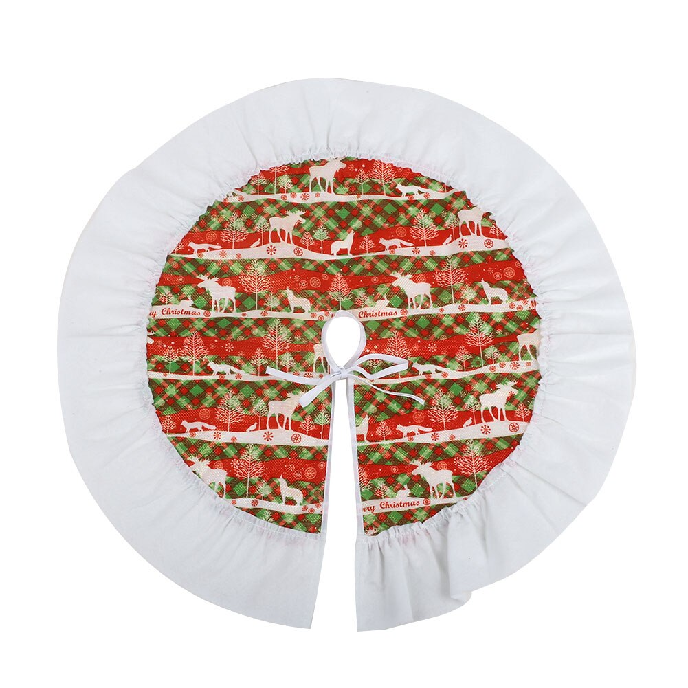 Jupes de sapin de noël flocon de neige rouge or blanc, Plaid flanelle renne traîneau noël bonhomme de neige père noël joyeux noël
