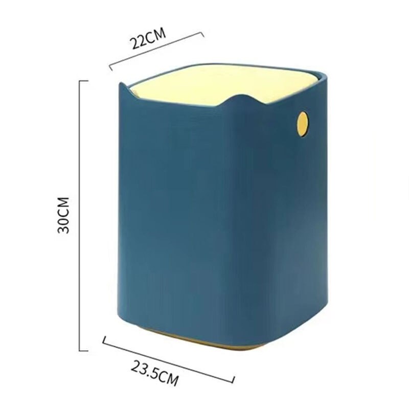 Desktop Mini Prullenbak Pers-Type Nordic Desk Afval Papier Buis Creatieve Japanse Thuis Kleine Opslag Emmer: large blue yellow