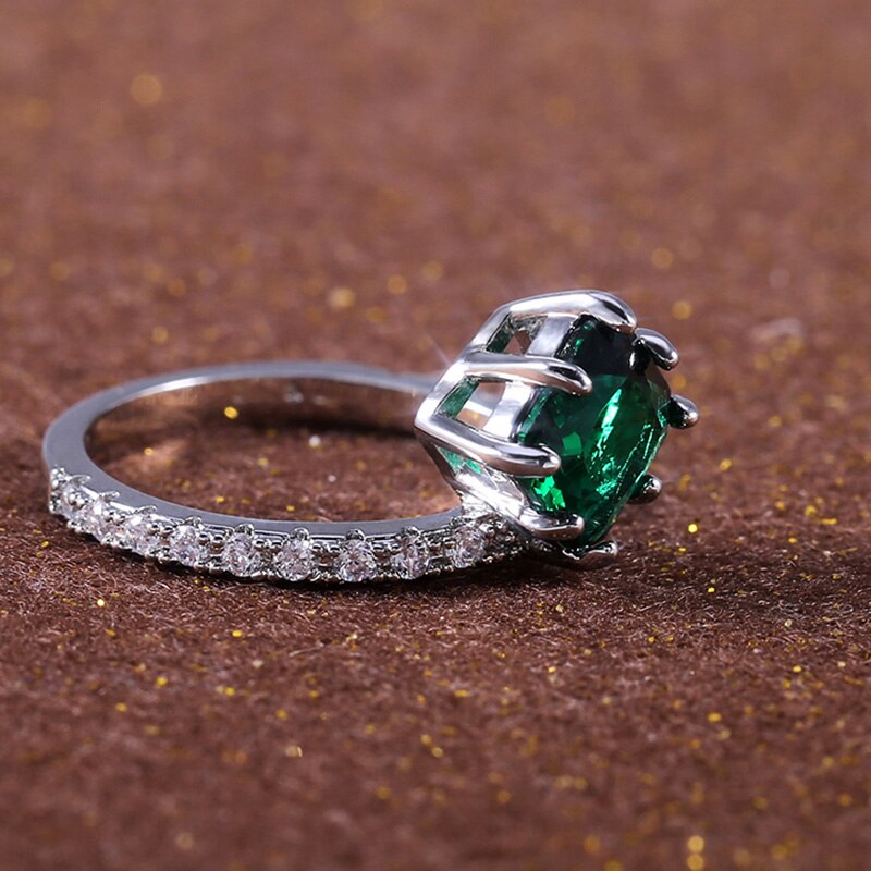 Huitan specielle geometriske midi-ringe til kvinder med lysegrøn aaa cubic zircon sten otte klør engros femme ring: 9
