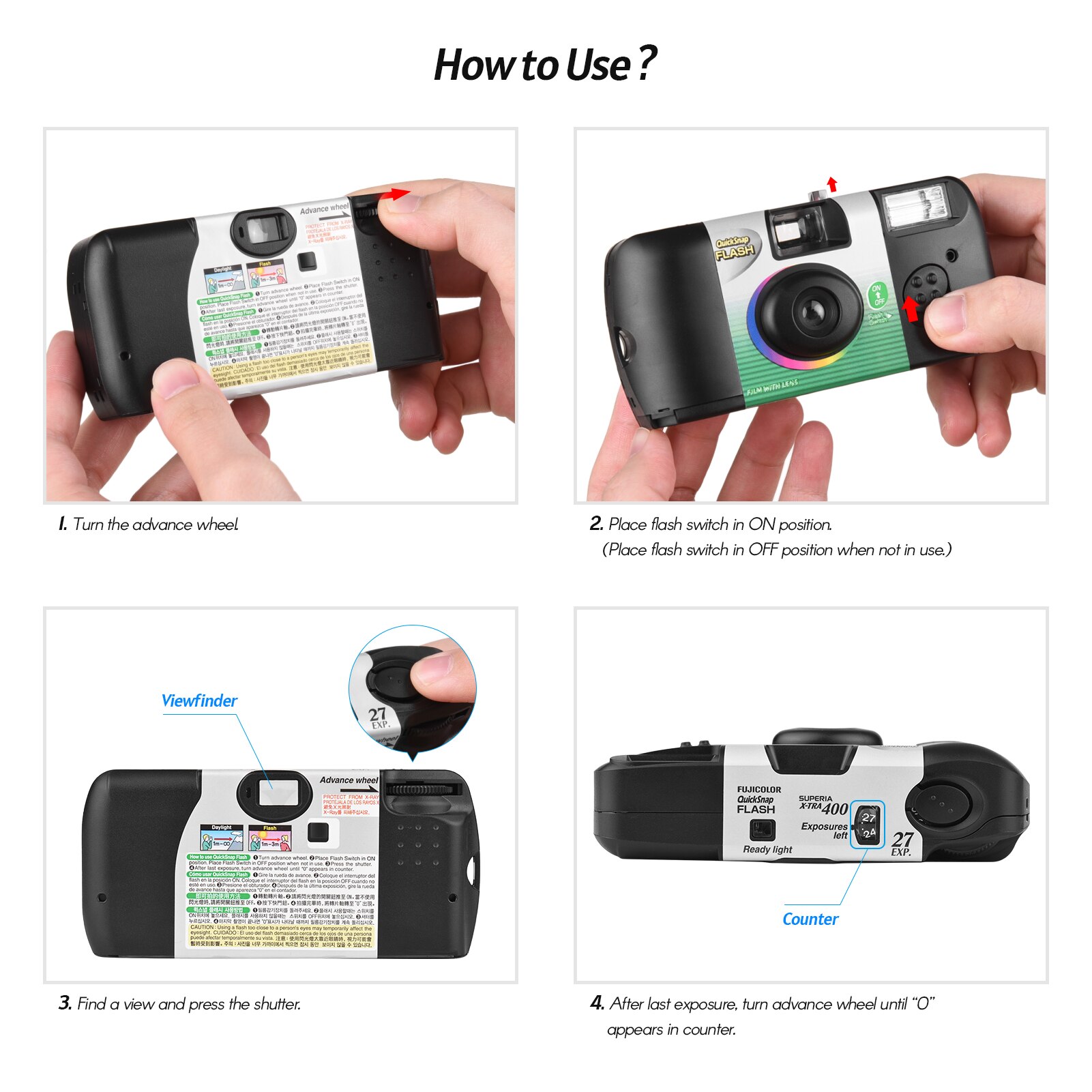 Fujifilm Quicksnap Flash Superia X-TRA 400 Wegwerp Camera Enkele Gebruik Camera Met Flash (27 Belichtingen)