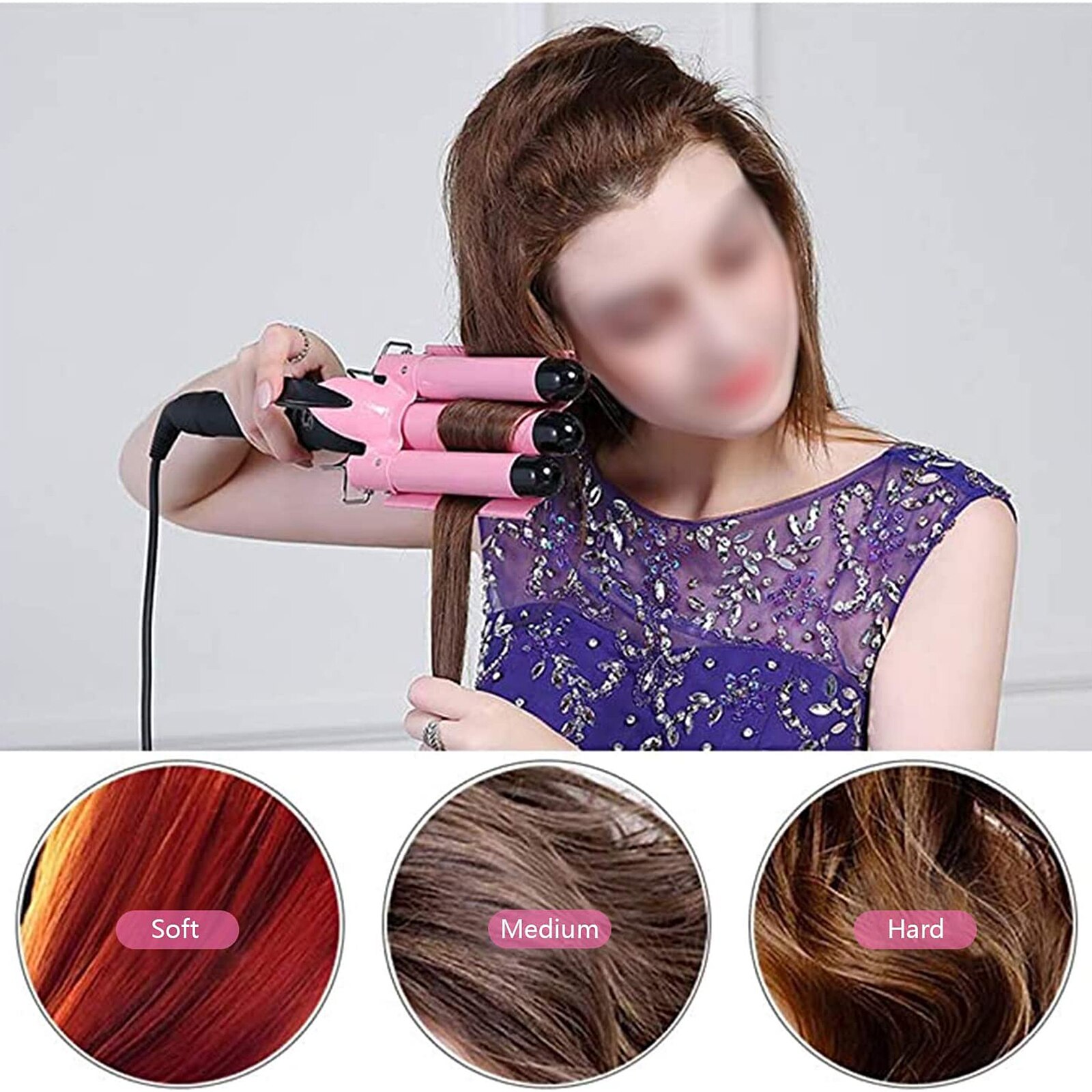 Triple Barrel Hair Curler Irons With Lcd Temperature Display Hair Stick Ceramic Hair Wave Waver Suitable For Salons