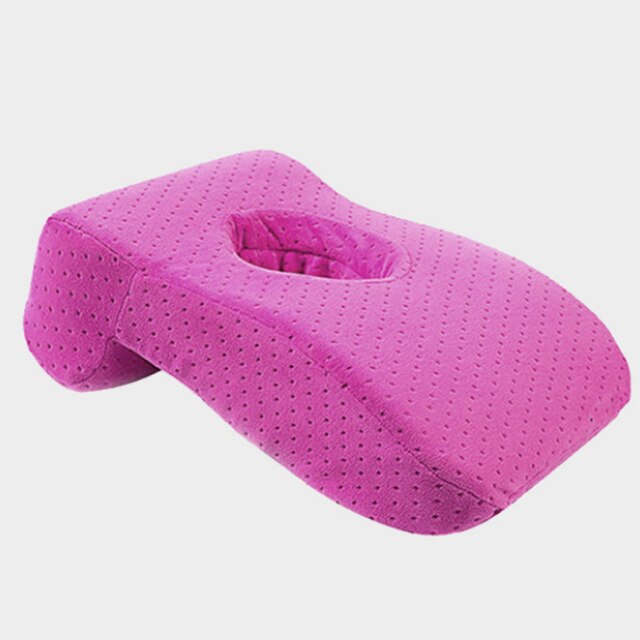 Memory Foam Nap Pillow Office Noon Sleeping Pillow School Table Desk Pillow Breathable With Hole for Face Down Sleeper HM005: Velvet Purple