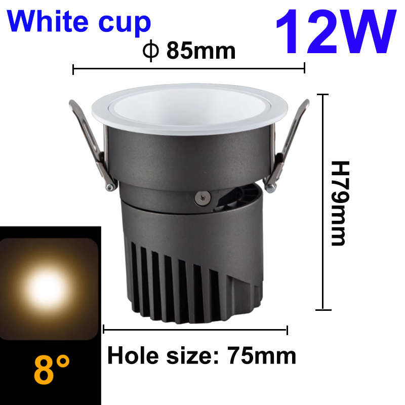 Led Spots Kleine Bundel Hoek Spot Licht Ingebed 12W 3 8 15 Graden Plafond Foco Voor Home Picture Art Museum Downlights Rond: RGB / Beige