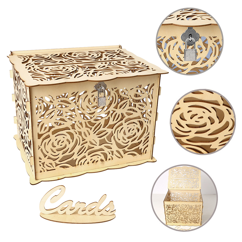 DIY Land Hochzeit Karte Kasten Holz Geld Große Kasten Mit Schloss Mariage Einladung Karte Kasten Hochzeit Dekoration Lieferungen