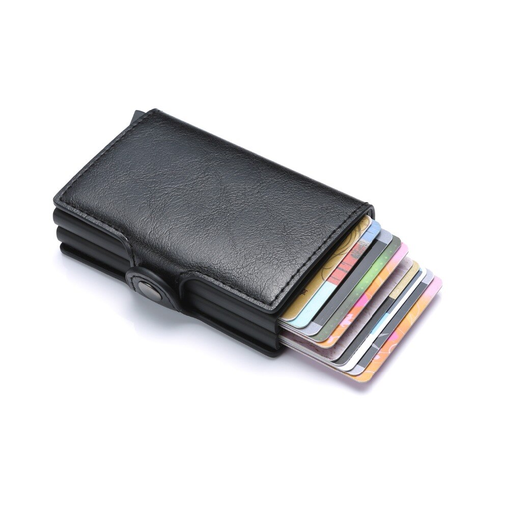 Bisi Goro Zakelijke Creditcard Houder Portemonnee Unisex Metalen Blokkeren Rfid Wallet Id Card Case Aluminium Reizen Portemonnee: black 6989768