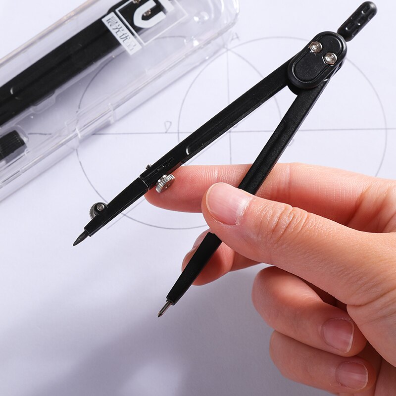 M &amp; G-Juego de compás de Metal, Instrumento de de dibujo, herramienta de oficina, suministros escolares para estudiantes, con caja y lápiz de plomo