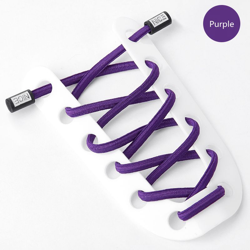 Joli verrouillage lacets sans attaches lacets élastiques baskets enfants adultes lacets de chaussures rapides bandes de caoutchouc rondes sans cravate chaussures: Violet