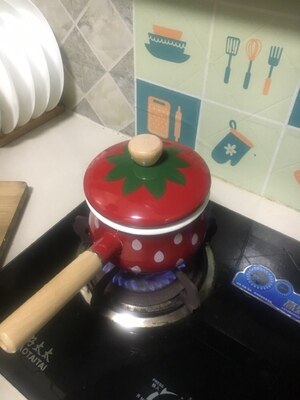 Enamel Cooking Pot Soup Milk Single Handle Strawberry Thickening