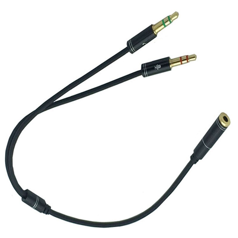 AUX 3.5mm o Mic Splitter Cable Female to 2 Male Headphone Microphone Adapter