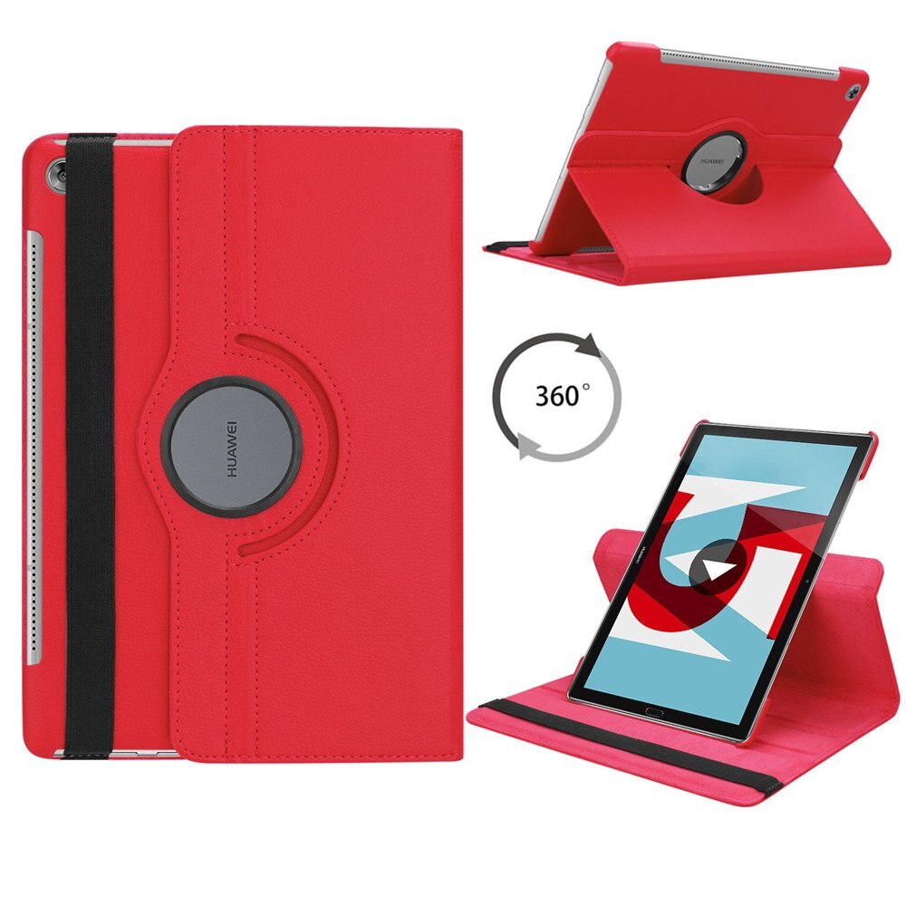Dla Huawei MediaPad M5 10.8 calowy pokrowiec na Tablet Huawei MediaPad M5 Pro 10 10.8 "360 obrotowy stojak odwróć Pu skórzane etui: M5 10.8 red