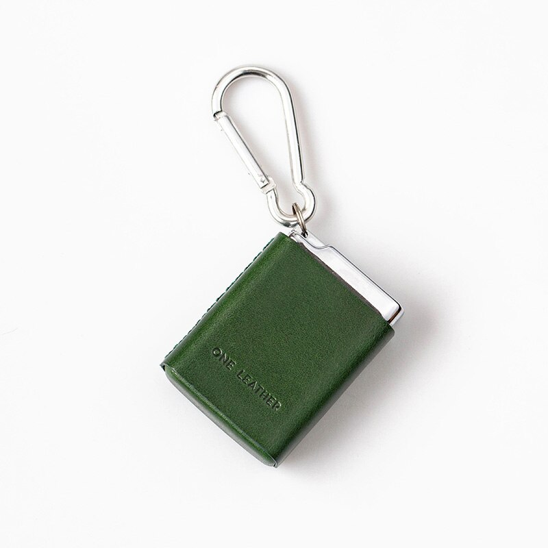 Een Lederen Draagbare Asbak Karabijnhaak Asbak: green