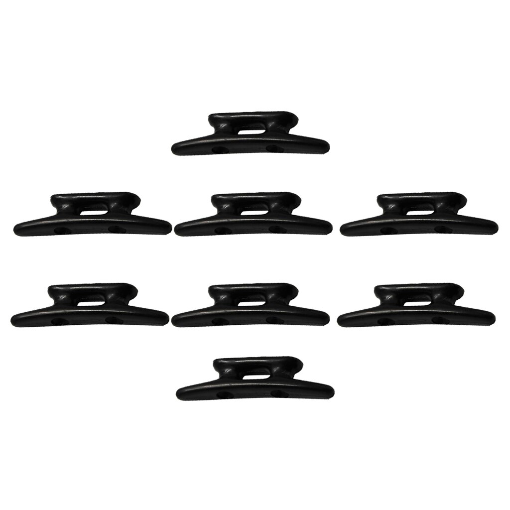 8 Pack Mooring Boat Deck Closed Base Nylon Cleats 3 inch (Black)