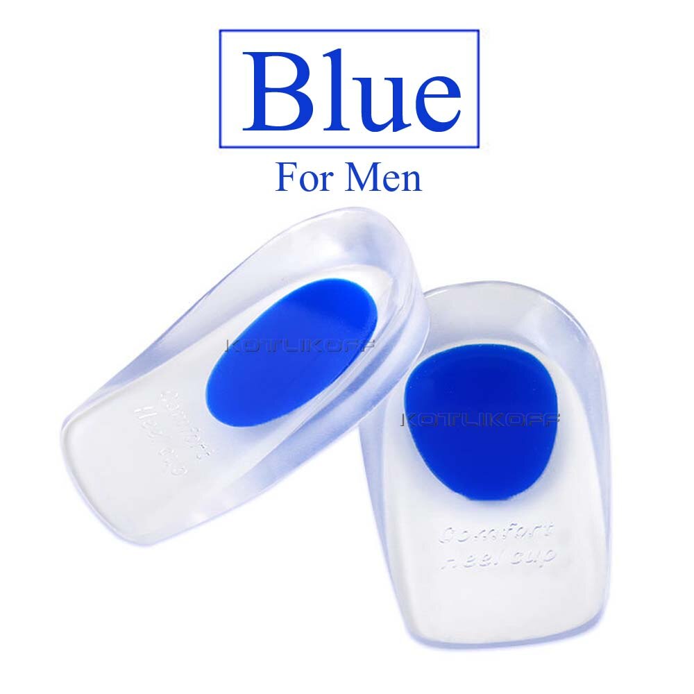 Almohadillas de Gel de silicona para talón, plantilla para aumento de altura para zapatos, insertos para fascitis Plantar, esparto de hueso y dolor de Aquiles: Blue