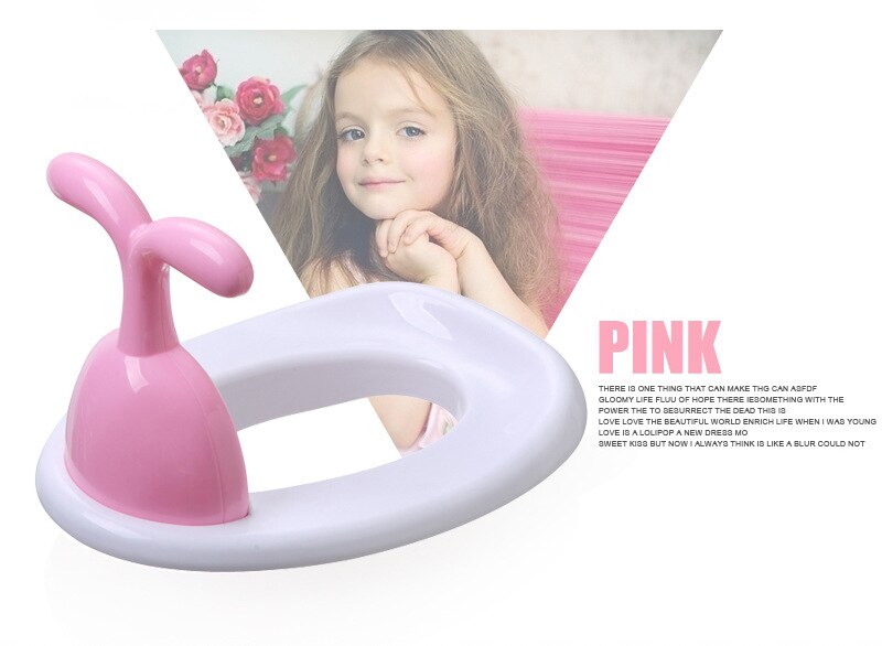 Cute Portable Baby Plastic Toilet Training Seat with Handle Non Slip Potty Sit for Children Toddler Toilet Trainer WC Pad: Pink