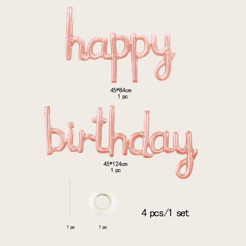 Happy Birthday Foil Balloons Globos Script Letter Birthday Party Decorations Kids: Rose gold
