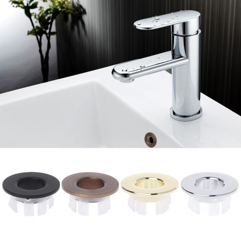 Bathroom Basin Sink Overflow Cover Six-foot Round Insert Chrome Ring Hole Cap Washbasin Cabinet Basin Overflow Ring Accessories