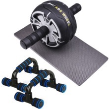 AB Roller Power Wheels-máquina de flexiones para gimnasio en casa, equipo de entrenamiento para ejercicio, entrenador muscular Abdominal: Black