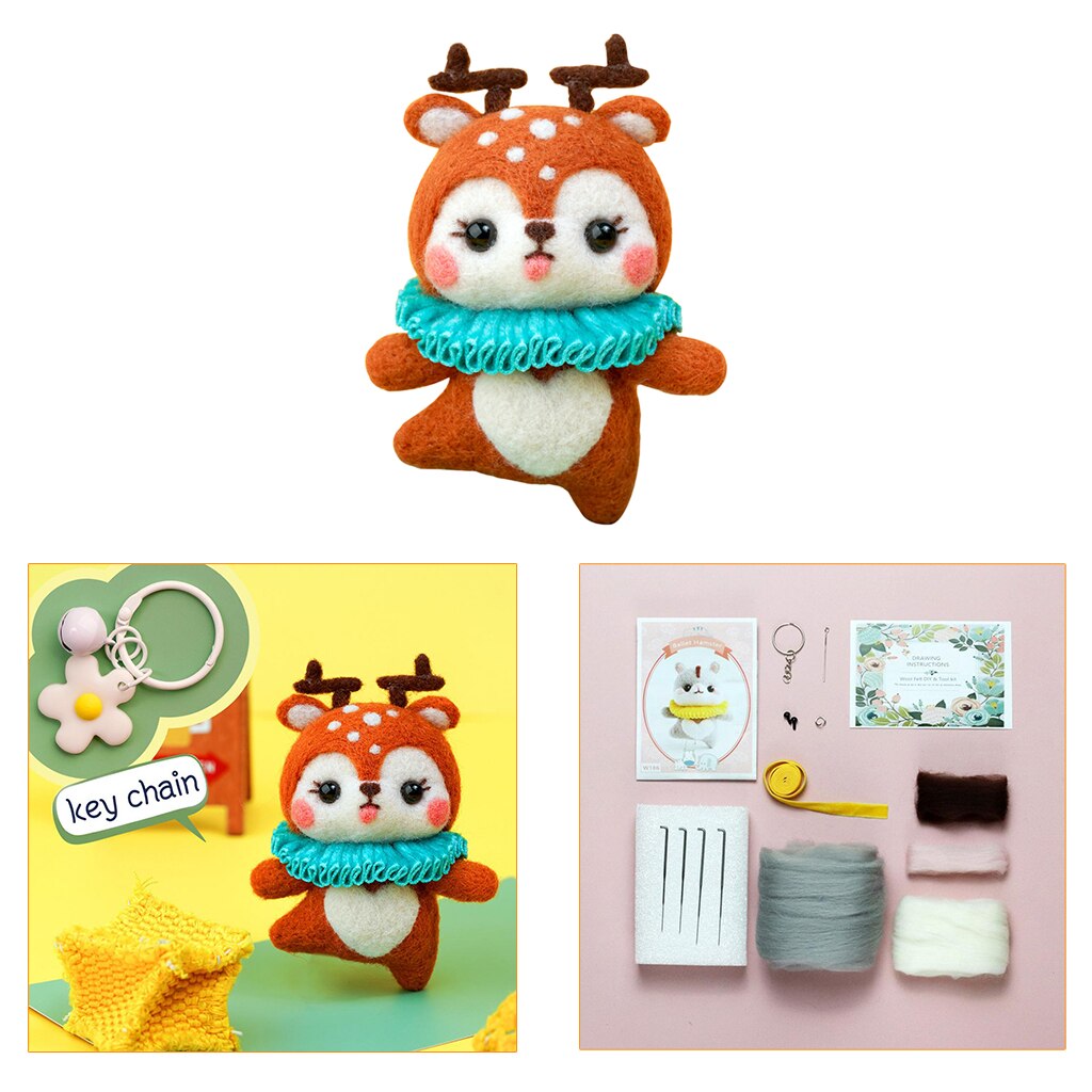 Animals Needle Felting Starter Kit with Wool Needle Mat Instruction DIY Tool