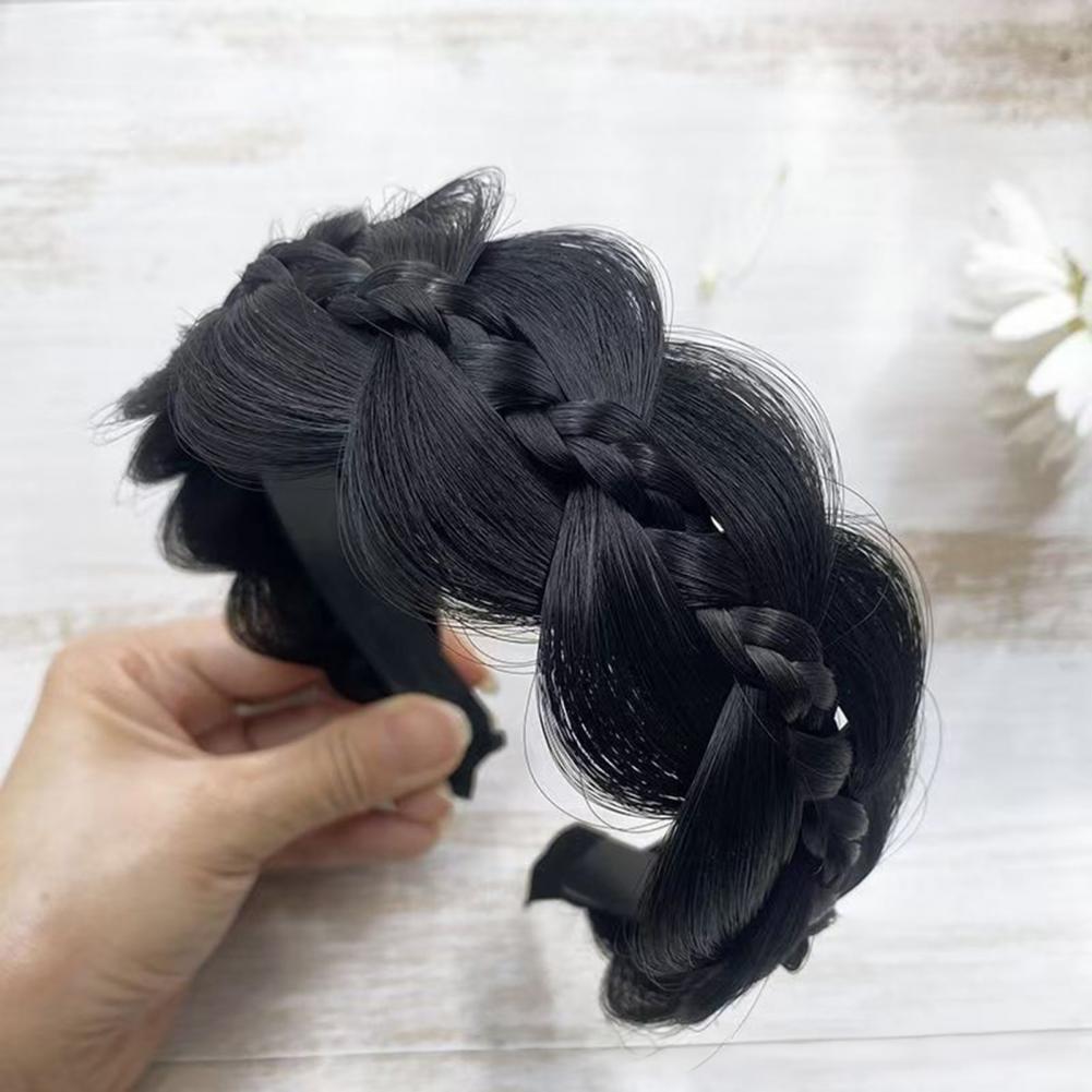 Braided Headband with Teeth Synthetic Heat-Resistant Realistic Human Hair Headband Secure Hair Fix Hair Hoop Women Headband