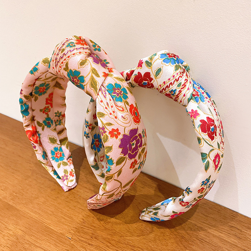 Hårbånd med stofknude til kvinder, piger, blomsterpandebånd, brede hårbånd, hårbøjle til kvinder, hovedbeklædning, hårtilbehør