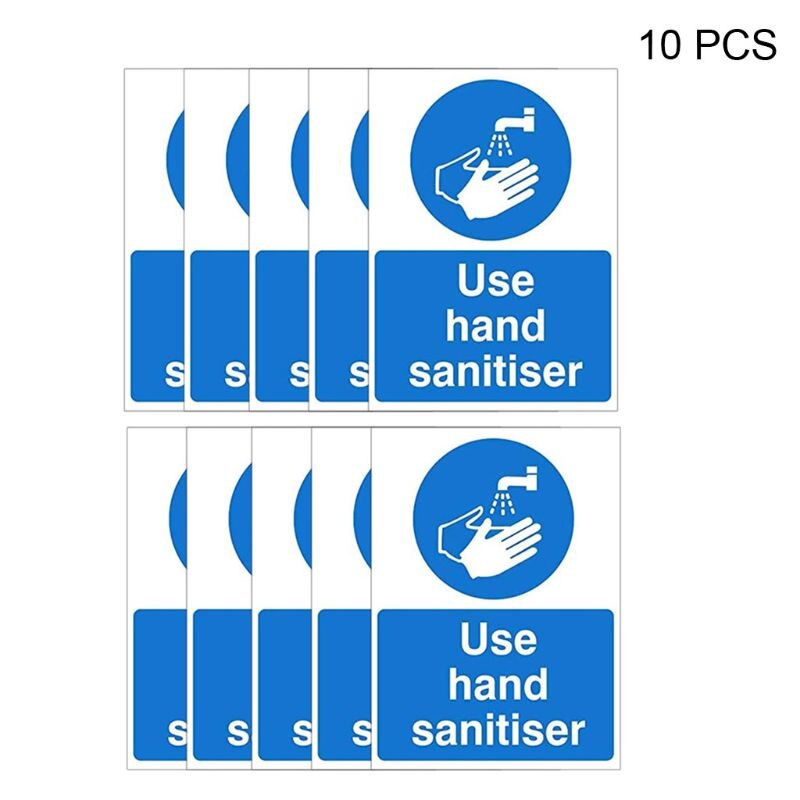 10 Pcs \ "Gebruik Hand Sanitiser \" Teken Muursticker Met Hand Wassen Foto Veiligheid