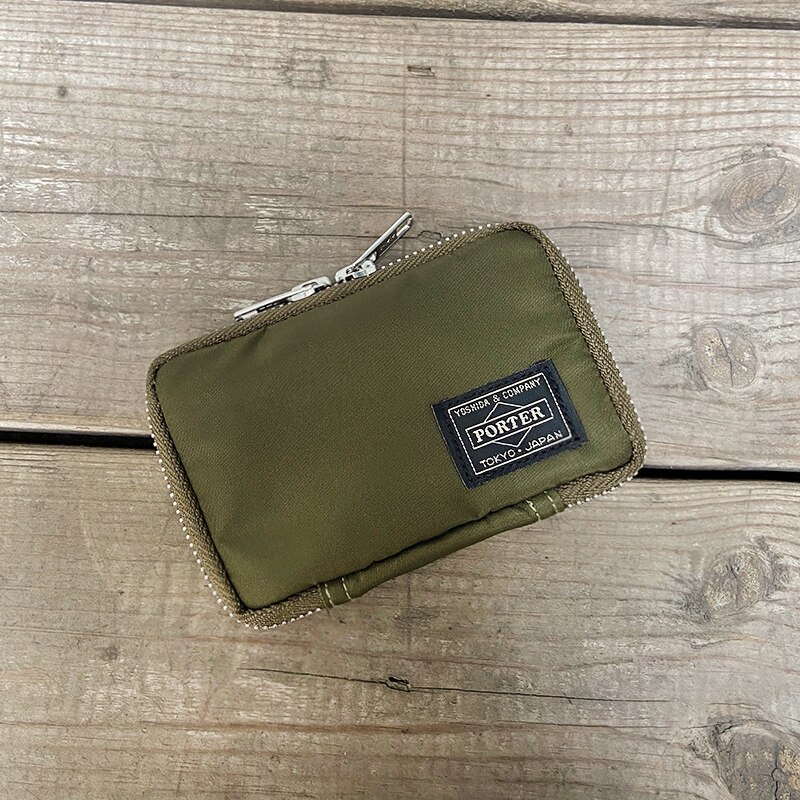 Estilo japonês porter chave carteira dos homens mini juventude bolsa titular do cartão de visita feminino unisex bolsa casual feminina marca pano de náilon: Verde do exército