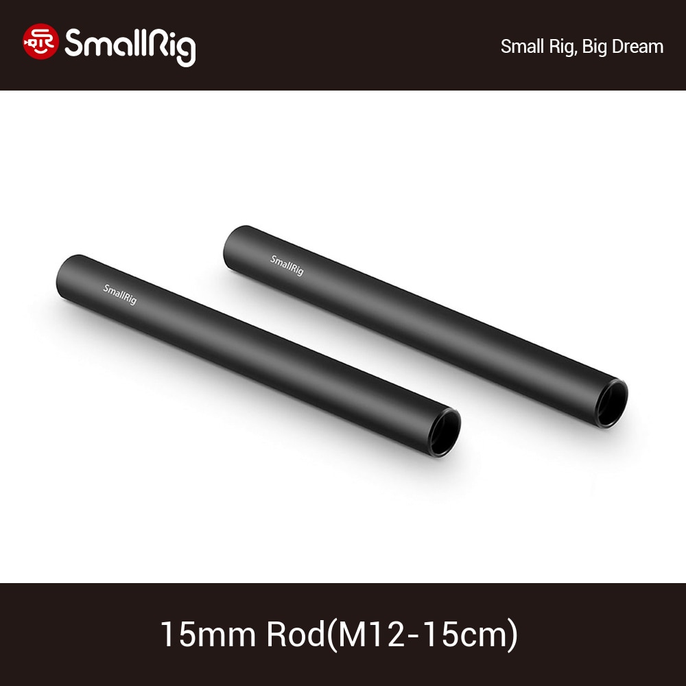 Smallrig 2 Stuks 15 Mm Aluminium Legering Staaf (M12-15cm) 6 Inch Rail Rod Voor 15 Mm Schouder Ondersteuning Systeem Rail Rod - 1050