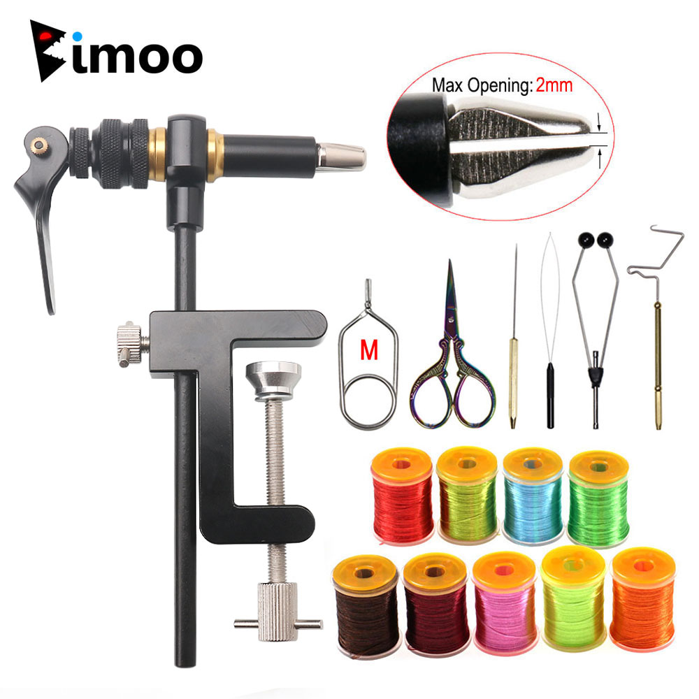 Bimoo 360° ° Rotatie C-Clamp Vliegbindset Bankschroef Gehard Stalen Kaken Jig Lokken Maken Tool Spoel Houder Threader Vliegbindset tool 200D
